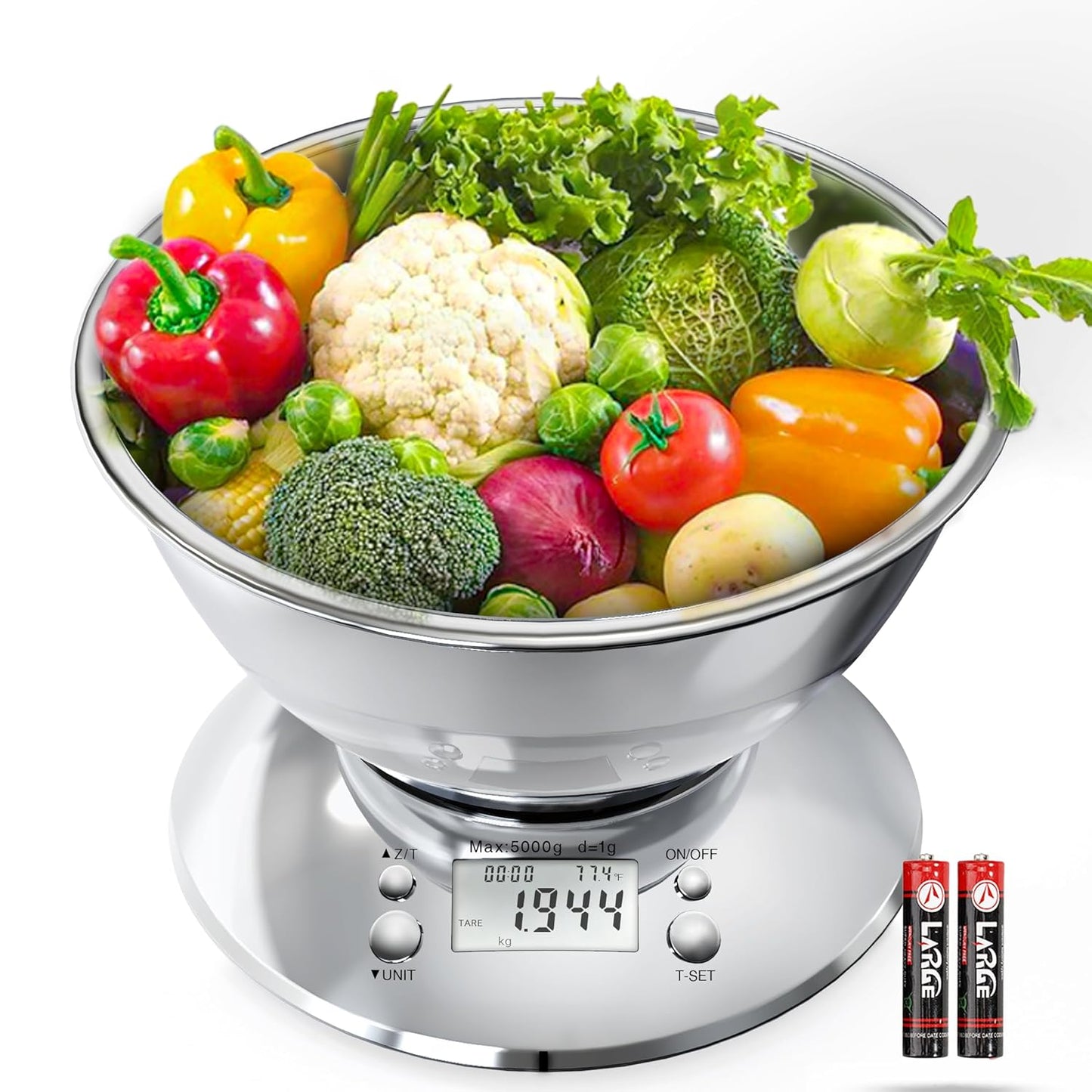 Digital Kitchen Scales Stainless Steel Weight and Grams Professional Stainless Steel Kitchen Scales with Bowl for Slimming and Baking