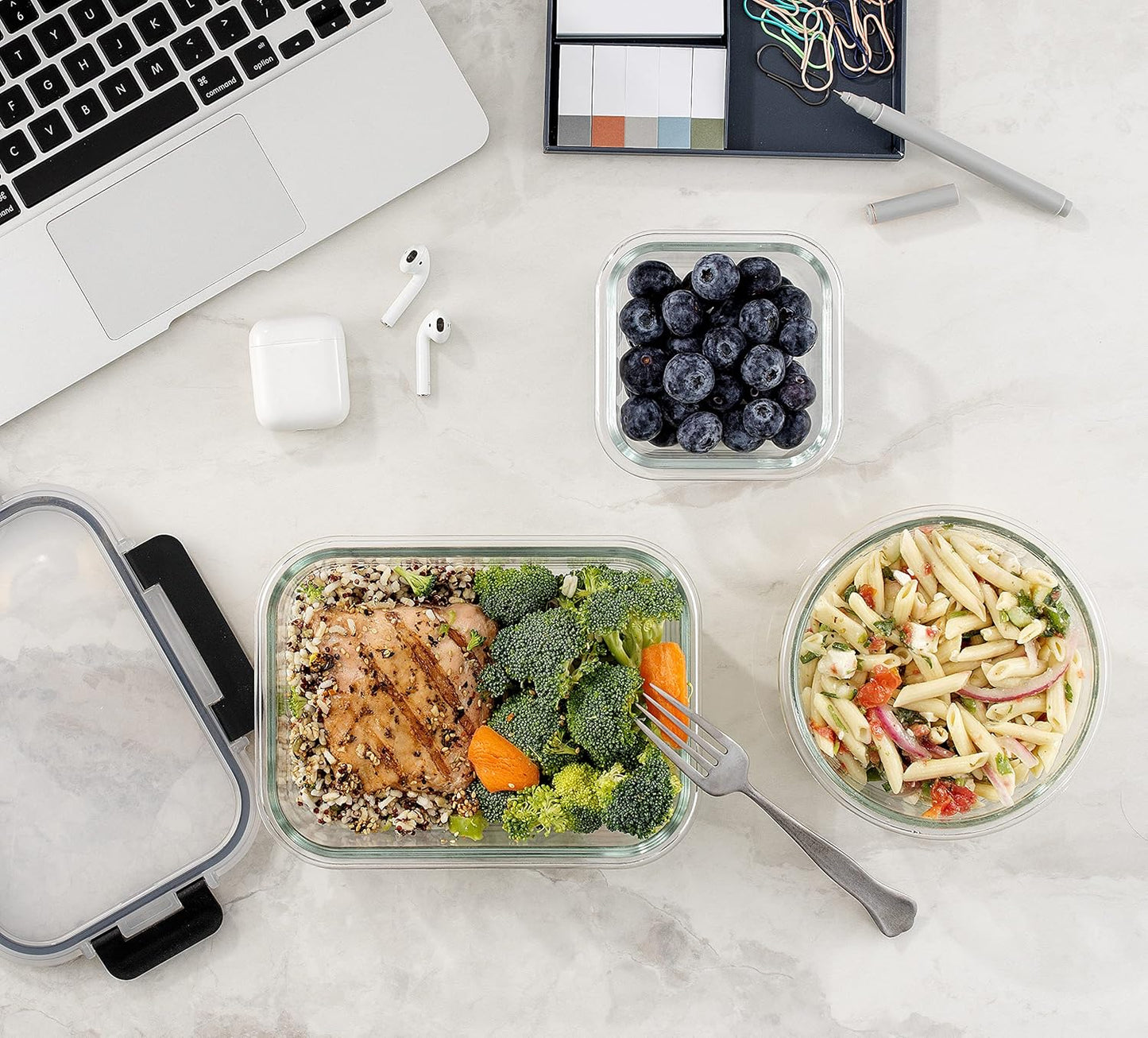 24pc(12 Airtight, Freezer Safe Food Storage Containers and 12 Lids), Pantry Kitchen Storage Containers, Glass Meal Prep Container for Lunch, Glass Storage Containers with Lids