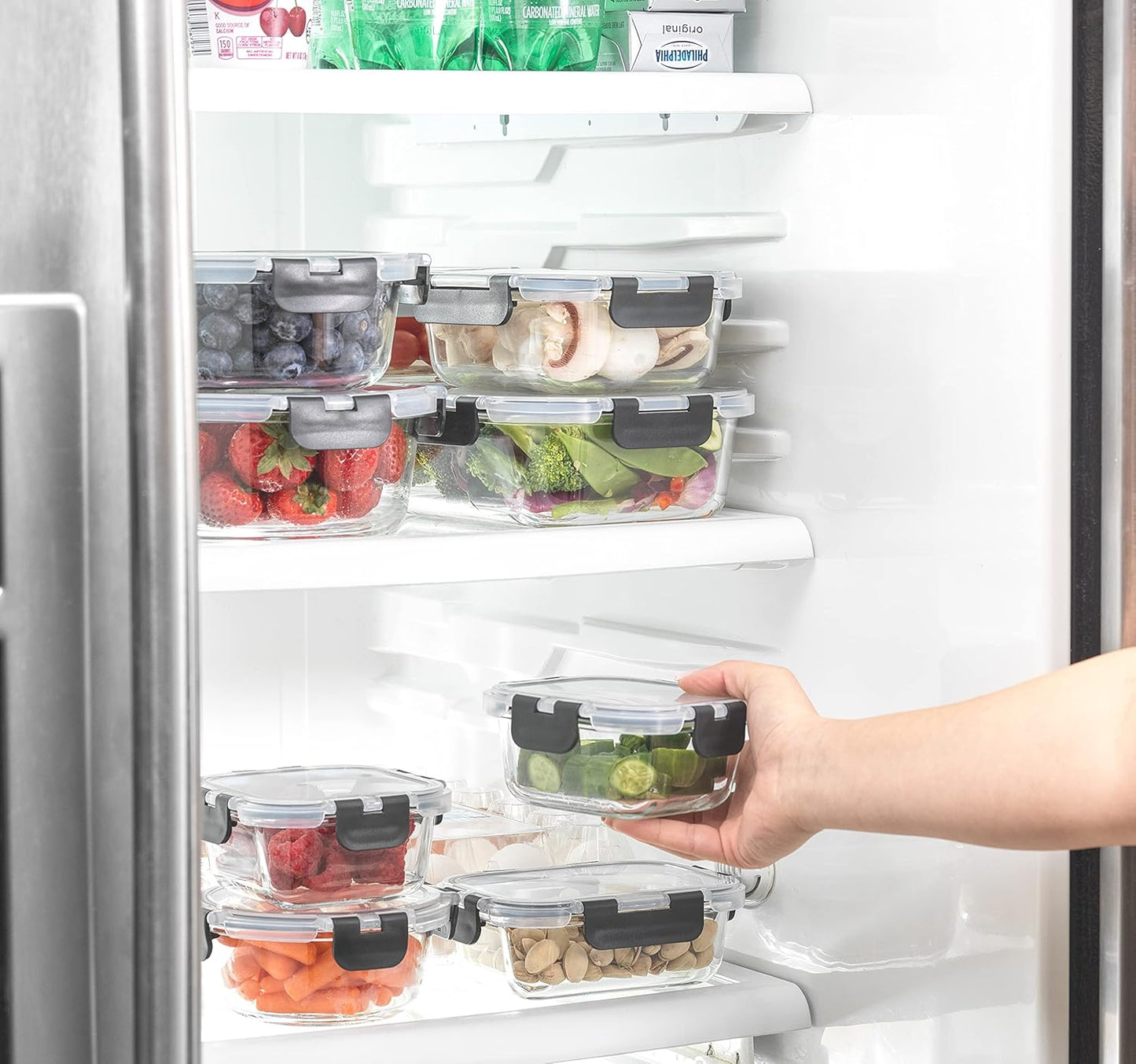 24pc(12 Airtight, Freezer Safe Food Storage Containers and 12 Lids), Pantry Kitchen Storage Containers, Glass Meal Prep Container for Lunch, Glass Storage Containers with Lids