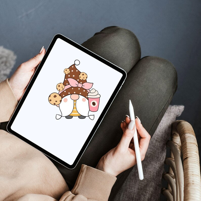 Coffee Lover Gnome PNG\ Clipart Bundle of 6 Cute Gnome PNG\ Gnomes Clipart PNG Bundle