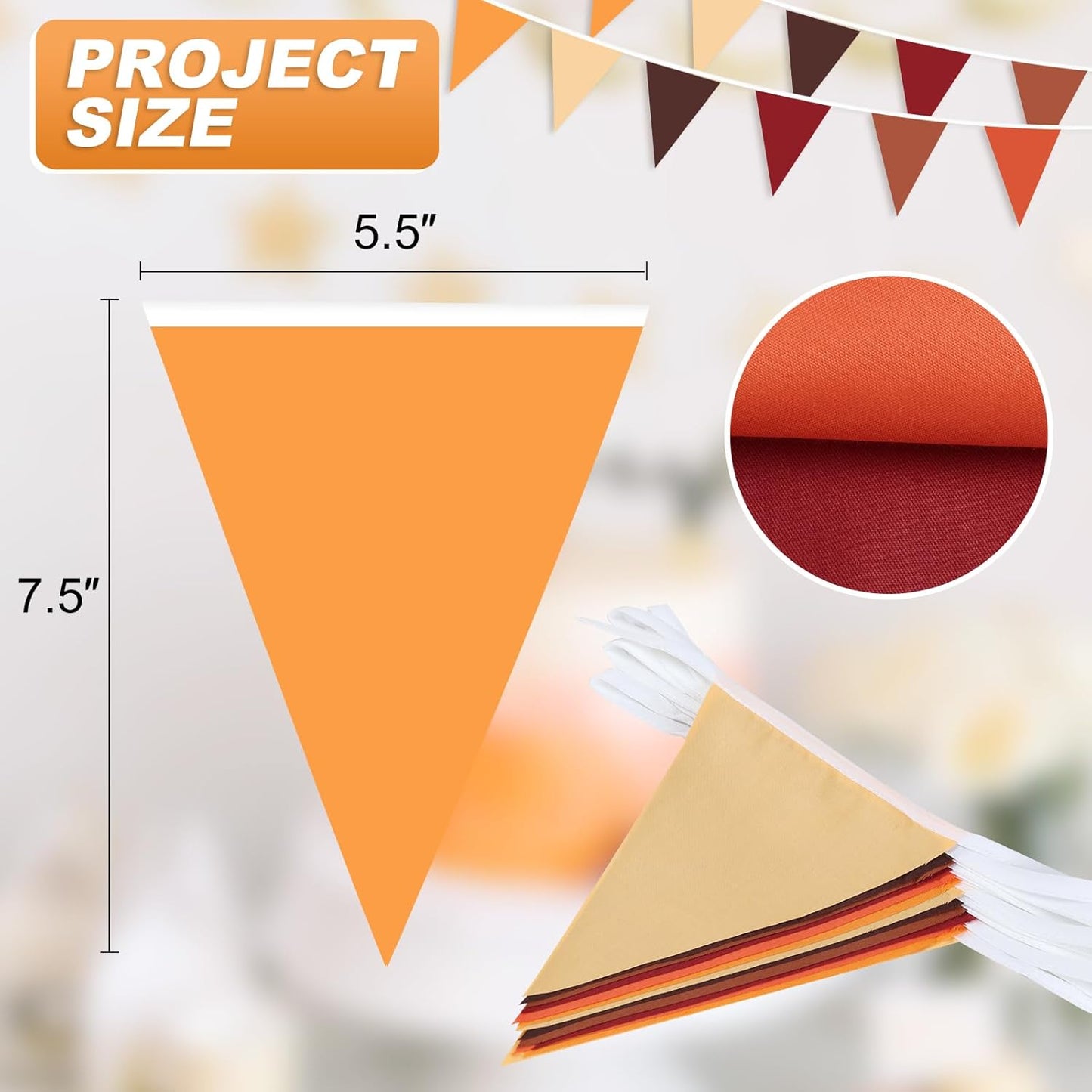 Brown Orange Yellow Pennant Banner Garland Bunting Decorations for Happy Fall Thanksgiving Autumn Harvest Festival Wedding Birthday Party Home Outdoor 33Feet 30Flags