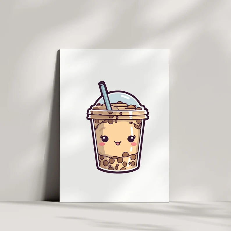 Bubble tea SVG\Boba tea layered\cut file Kawaii\drink Cute food\Boba Tea lover Summer\Funny Cartoon Kid Shirt design\Silhouette Cricut Vinyl