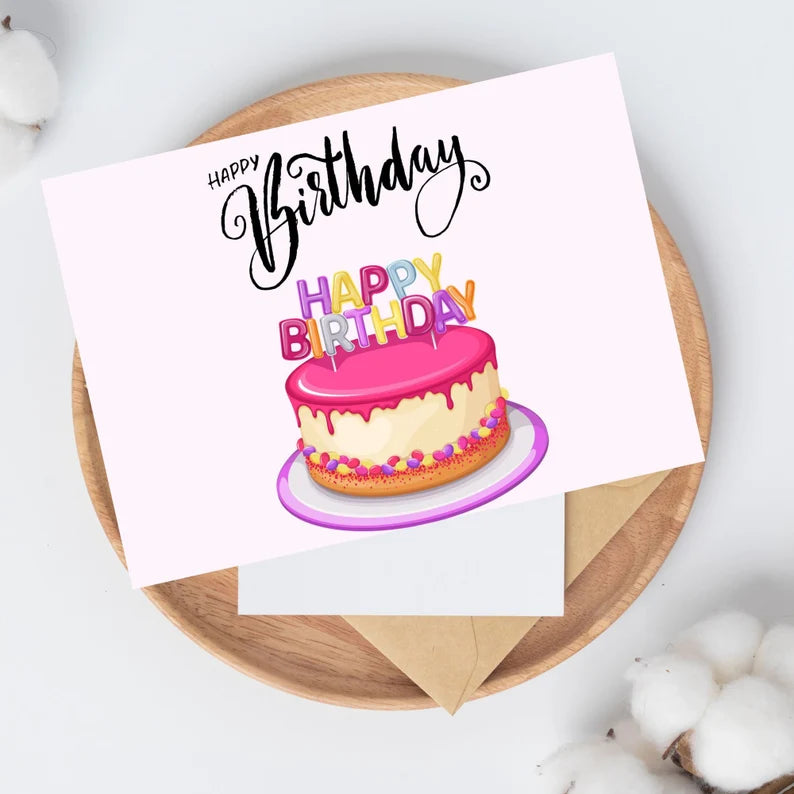 Printable Birthday Card\ Happy Birthday Card Printable\ Digital Birthday Card\ Birthday Card with Flowers\ Birthday Card Instant Download