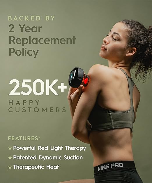 The Original 4-in-1 Smart Cupping Therapy Massager, Red Light Therapy for Targeted Pain Relief, Knots, Aches, Muscle Soreness, Circulation & Tighter Skin, Portable Cupping Kit