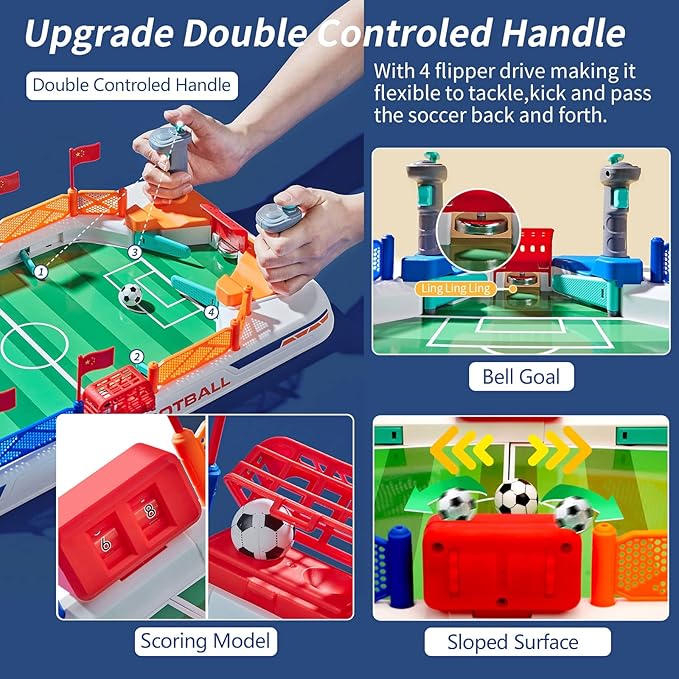 Soccer Board Game for Kids: Mini Foosball Table Game - Interaction Soccer Toys for 3 4 5 6 7 8-12 Year Old Indoor Family Playroom Party - Perfect Birthday Sports Gift for Boys Girls