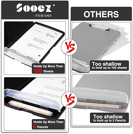 Clipboard with Storage, High Capacity Nursing Clip Board 8.5 x 11 with Pen Holder & Low Profile Clip, Plastic Clipboards Case Box, Teacher Must Haves School Office Supplies,Letter Size/ A4