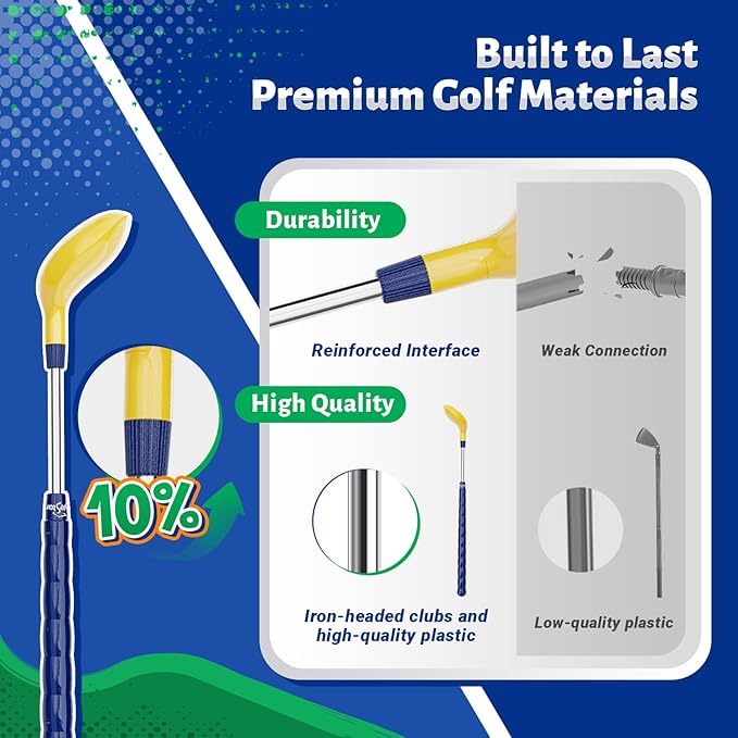 Toddler Golf Set with Foot Pedal Launcher, Kids Golf Toy for Ages 3-8, Includes Adjustable Golf Club, 15 Balls & Golf Cart, Indoor&Outdoor Sports Gift for Boys and Girls