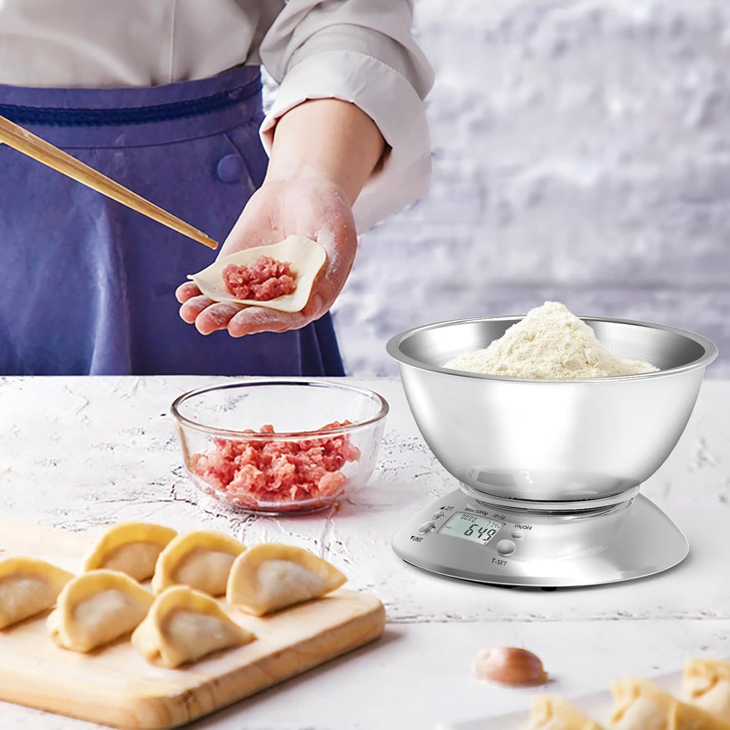 Digital Kitchen Scales Stainless Steel Weight and Grams Professional Stainless Steel Kitchen Scales with Bowl for Slimming and Baking