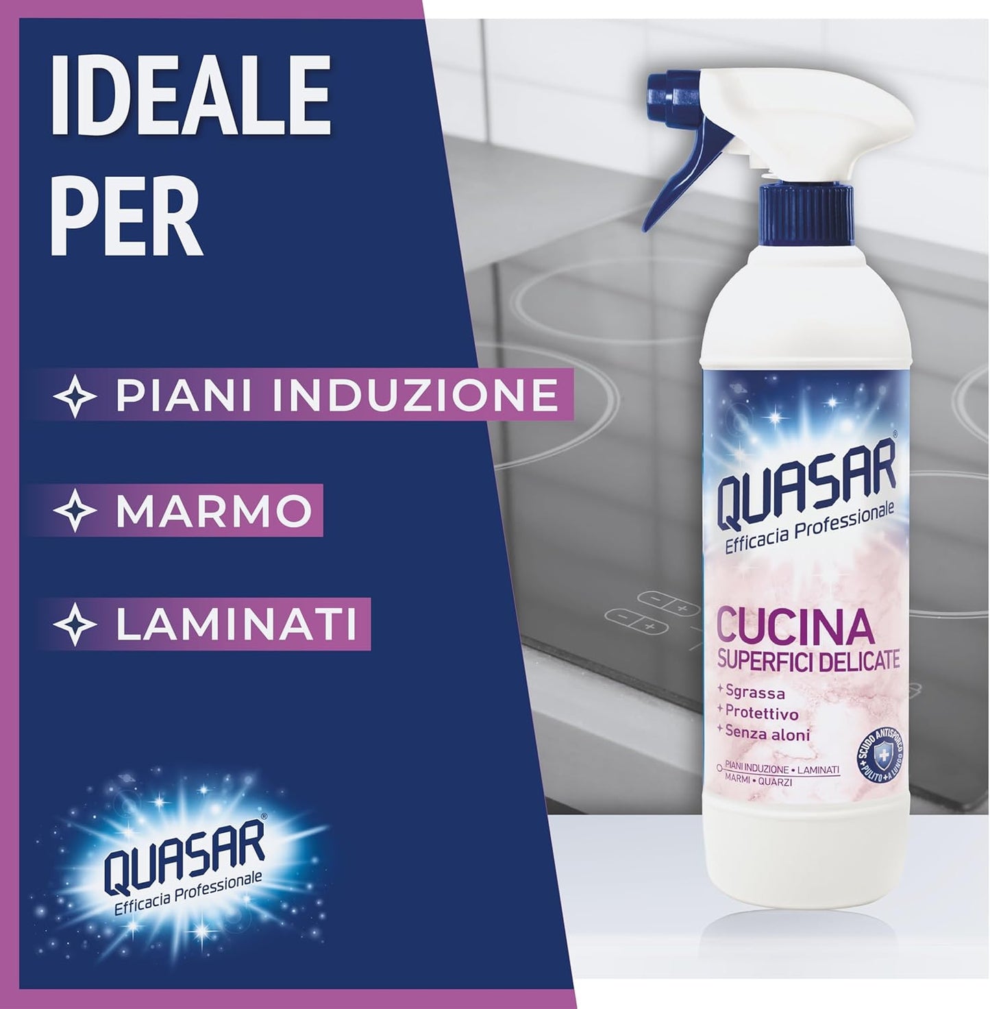 Kitchen Delicate Surfaces, Induction Plates, Laminates, Marbles, Quartz – Degrease, Protective, Streak-free – 680 ml