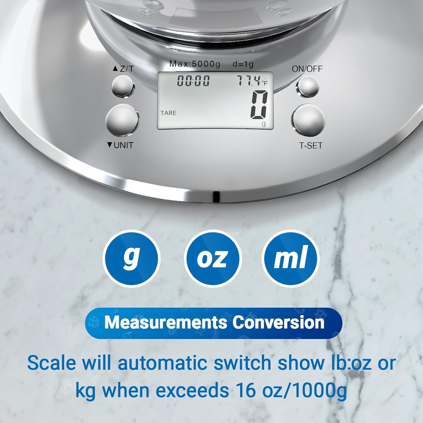 Digital Kitchen Scales Stainless Steel Weight and Grams Professional Stainless Steel Kitchen Scales with Bowl for Slimming and Baking