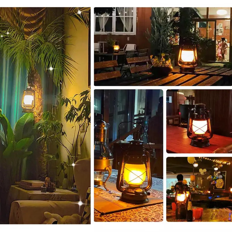 Retro Camping Lantern Vintage Hanging Lamp Portable Handheld Lantern Nostalgic Electric Hurricane Lantern Gift For Birthday