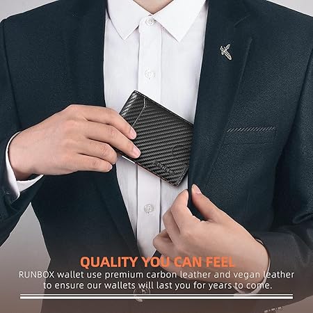 Slim Wallets for Men - Leather Money Clip Mens Wallet - RFID Blocking Front Pocket Bifold Wallet - Thin Credit Card Holder with Gift Box