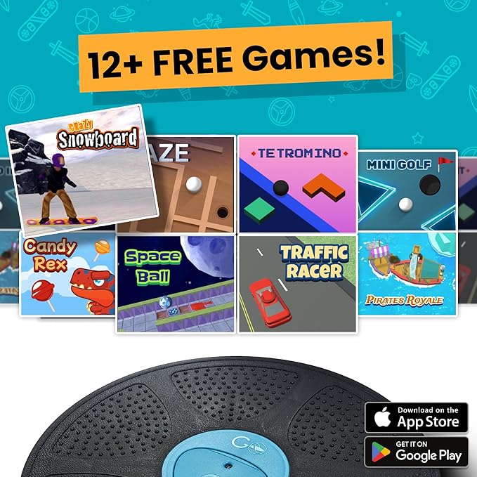 App-Enabled Balance Board. Smart Bluetooth Sensor, 12 FREE Interactive Games - Fun, Balance Training and Home Gym Workout! Boost Coordination & Strength for Teens and Adults