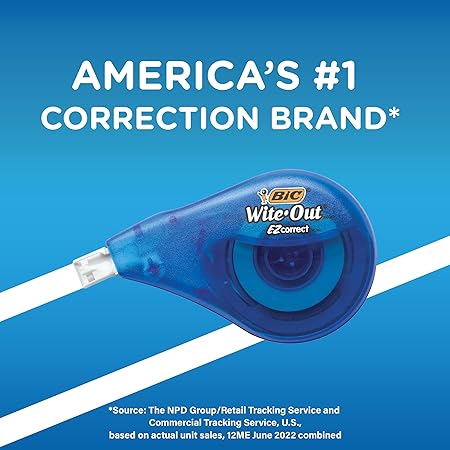 Correct Tear-Resistant Correction Tape with 39.3 ft of Tape, 10-Count Pack in White