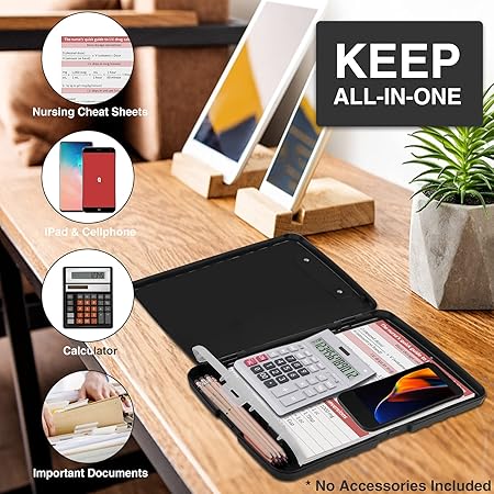 Clipboard with Storage, High Capacity Nursing Clip Board 8.5 x 11 with Pen Holder & Low Profile Clip, Plastic Clipboards Case Box, Teacher Must Haves School Office Supplies,Letter Size/ A4