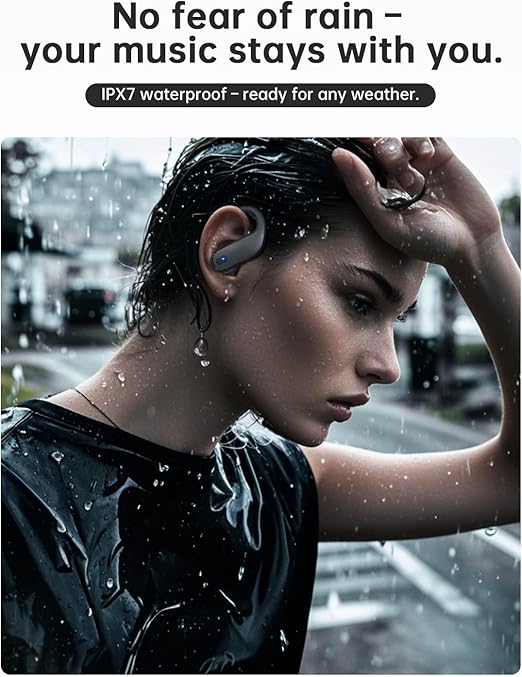 Wireless Earbuds Bluetooth 5.3 Headphones Sport,IPX7 Waterproof Sports Earphones with Earhooks,48H Playtime,Lightweight 7.8g,Fast Charging Case,Noise Cancelling Mic for Running Gym Workout-Black
