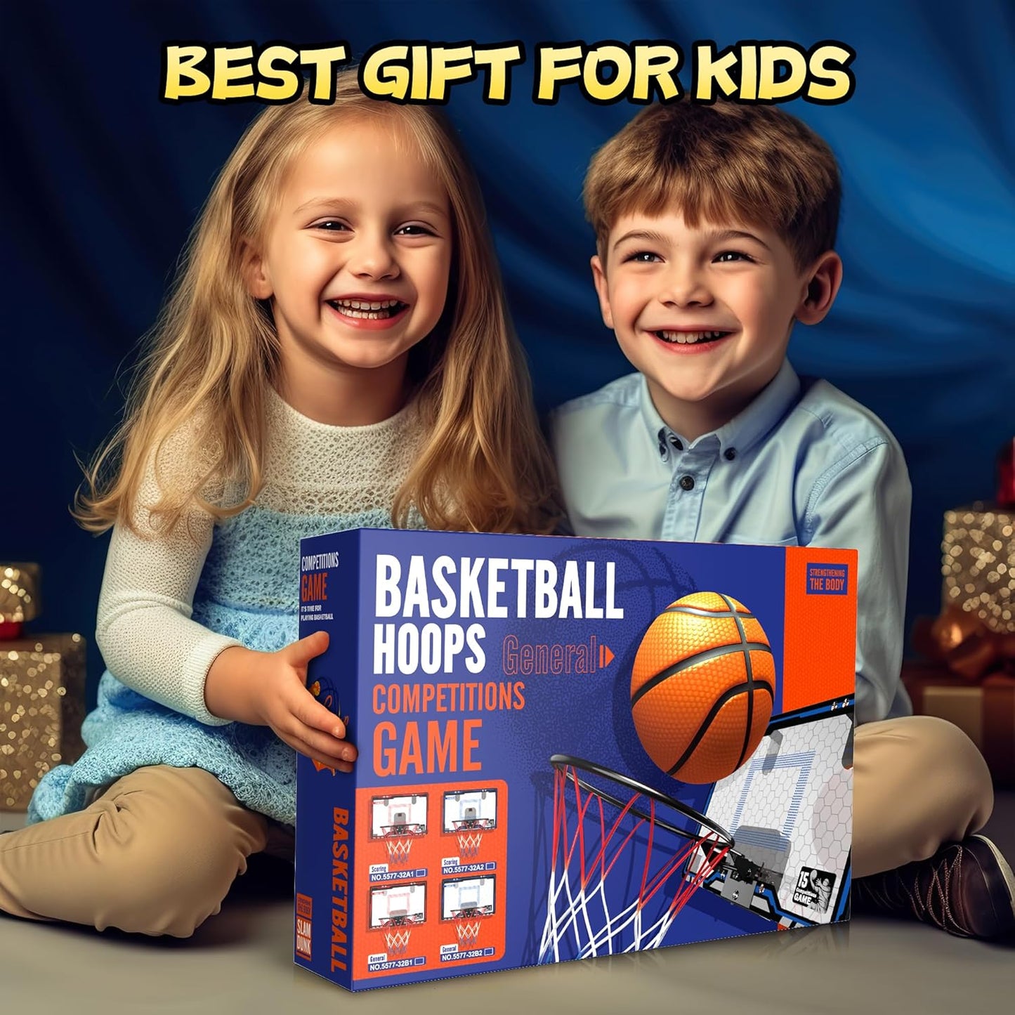 Indoor Mini Basketball Hoop for Kids, Basketball Hoops Over The Door with LED Lighting, Mini Hoop with Scoreboard & 3 Balls, Basketball Toys Gifts for 5 6 7 8 9 10 11 12 Year Old Boys Girls