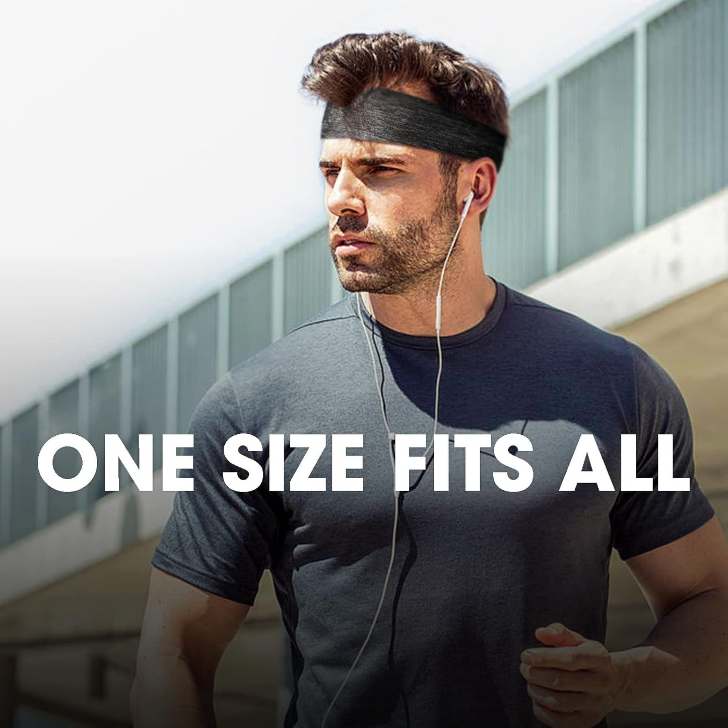 Men's Headbands, 3-Pack Head Band for Men, Sport Sweatbands for Running Fitness Yoga Cycling, Sweat Wicking Non Slip