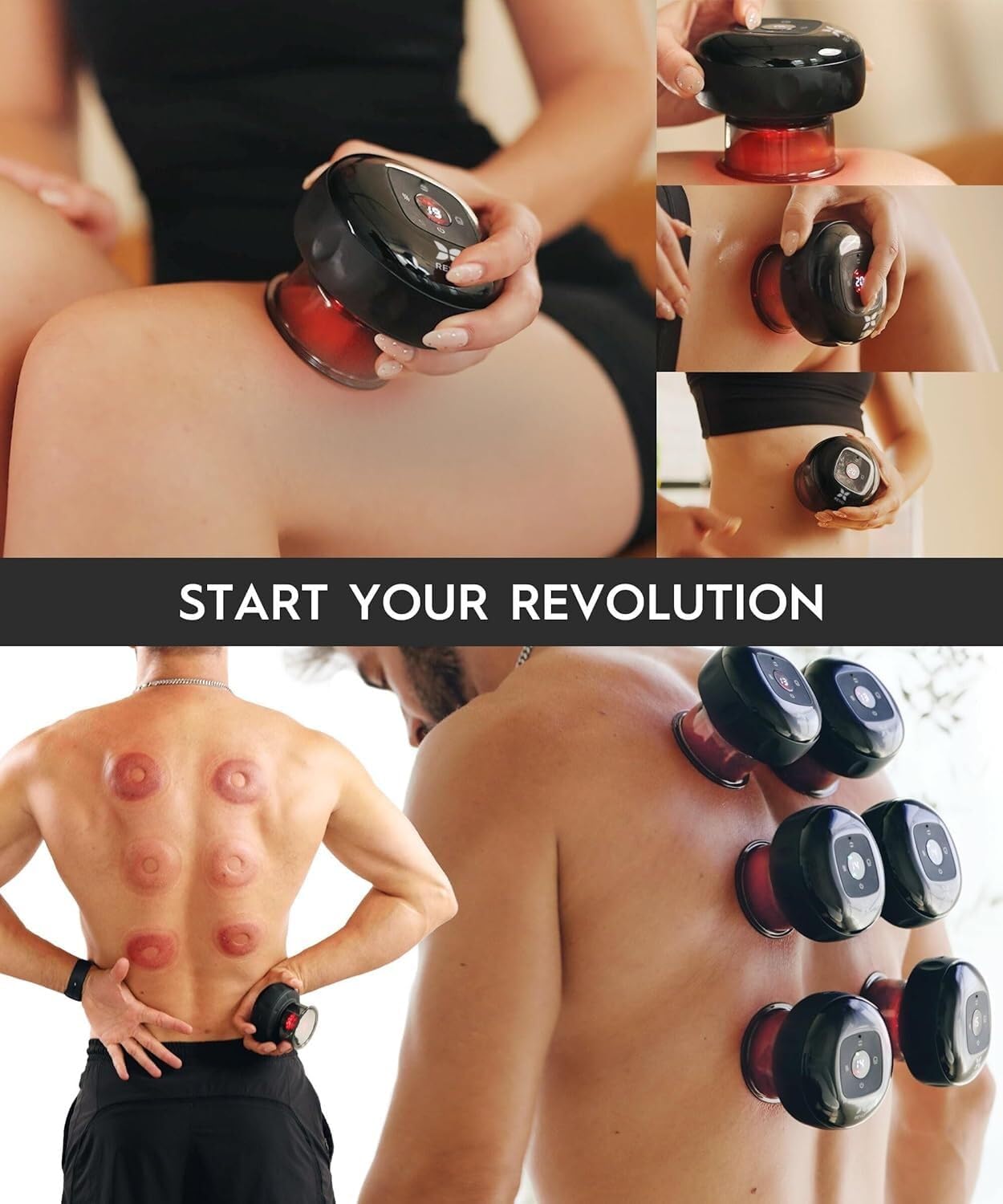 The Original 4-in-1 Smart Cupping Therapy Massager, Red Light Therapy for Targeted Pain Relief, Knots, Aches, Muscle Soreness, Circulation & Tighter Skin, Portable Cupping Kit