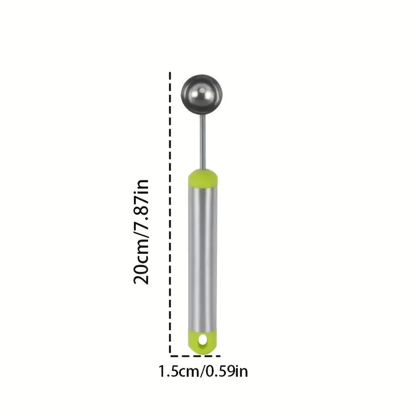 1pc Stainless Steel Watermelon Scoop, Multi-Functional Fruit Chopper, Long Handle, Ice Cream Scoop, with Metal Material, for Baking, Kitchen Decoration, Food