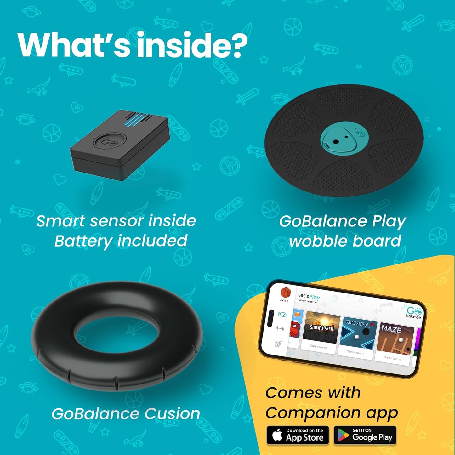 App-Enabled Balance Board. Smart Bluetooth Sensor, 12 FREE Interactive Games - Fun, Balance Training and Home Gym Workout! Boost Coordination & Strength for Teens and Adults