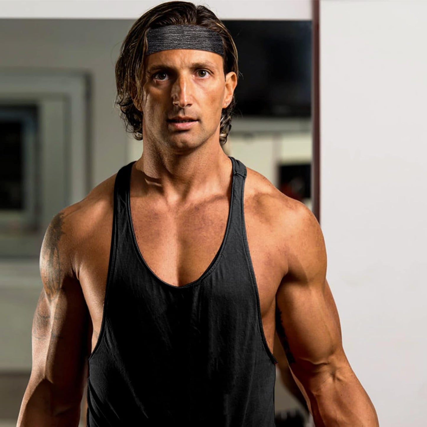 Men's Headbands, 3-Pack Head Band for Men, Sport Sweatbands for Running Fitness Yoga Cycling, Sweat Wicking Non Slip