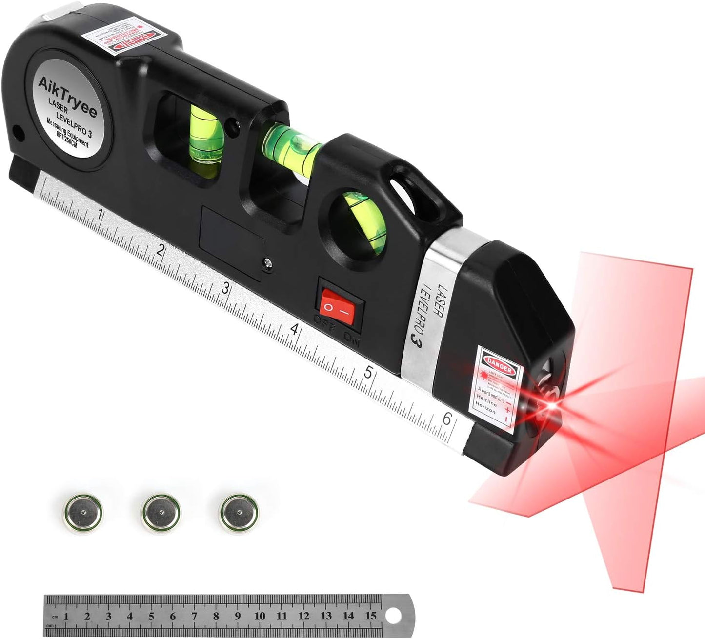 Laser Level Line Tool, Multipurpose Laser Level Kit Standard Cross Line Laser leveler Beam Tool with Metric Rulers 8ft/2.5M for Picture Hanging cabinets Tile Walls