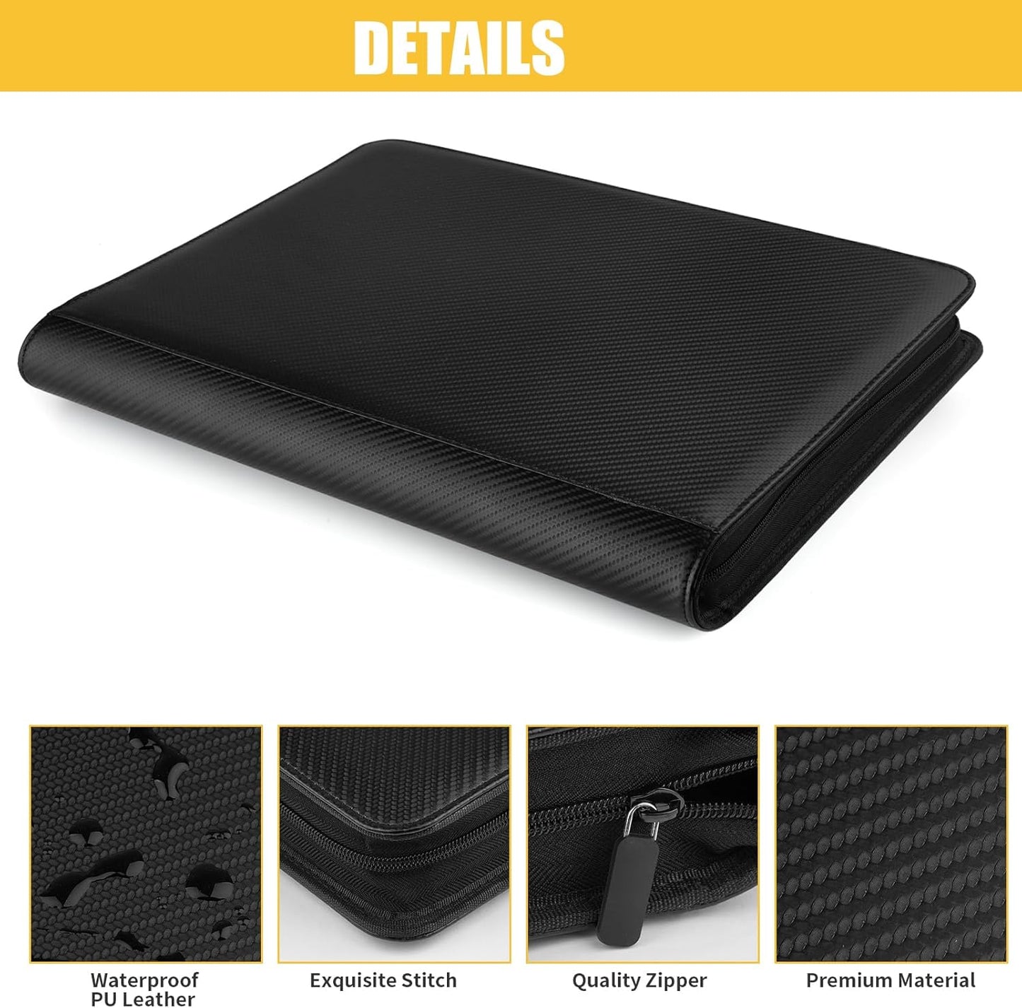 Toploader Binder, Holds 288 Toploaders, 9 Pocket Top Loader Binders with Sleeves for 3 x 4'' Toploaders, Double-Sided Pocket Top Loader Storage Binder, Trading Card Binder - Carton Black