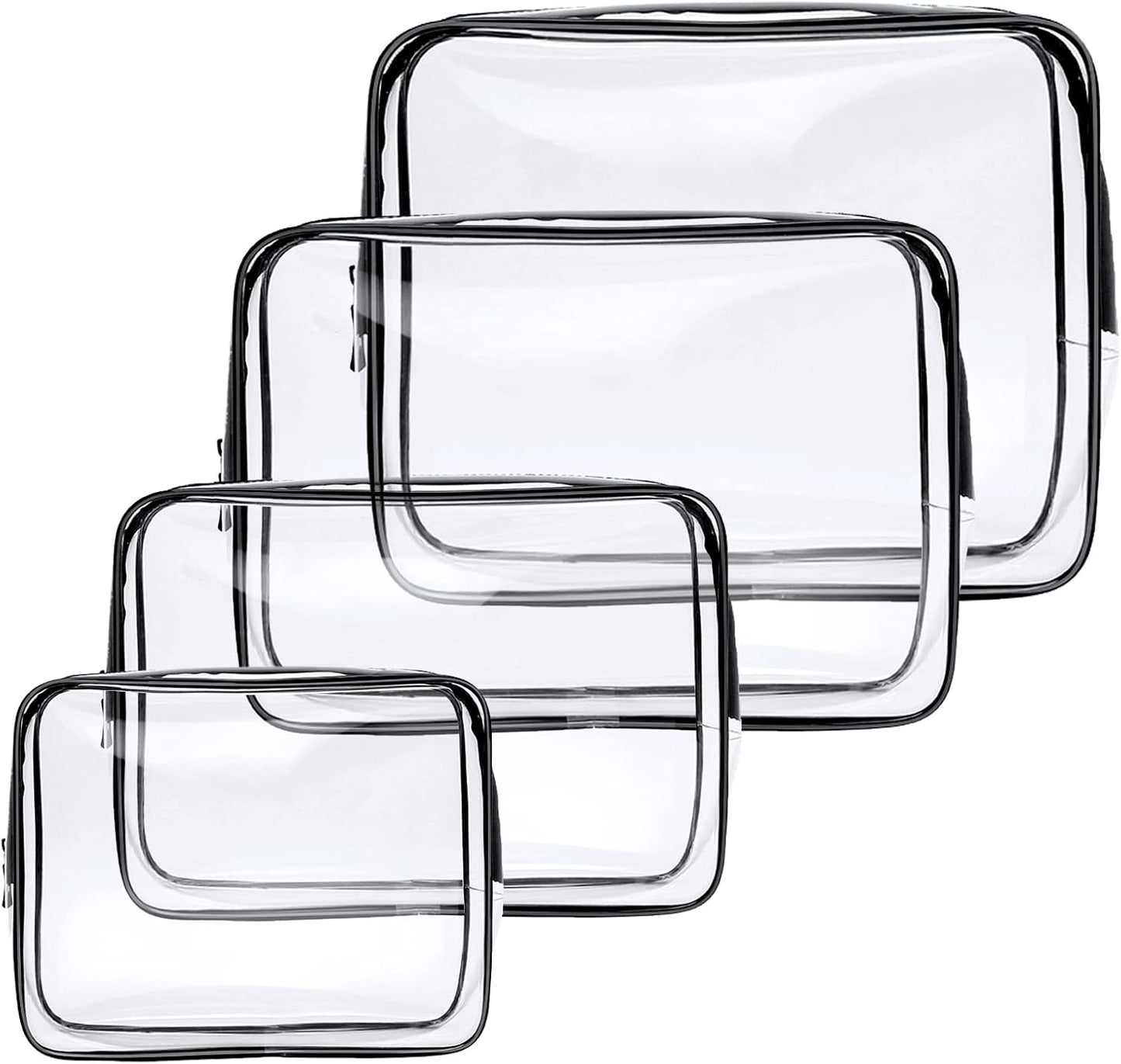 Transparent Beauty Case, Transparent Toiletry Bags, Waterproof Travel Bags, Transparent Cosmetic Bag, Transparent Cosmetic, Travel Beauty Case, #2 Black 4pcs, s+m+l+xl