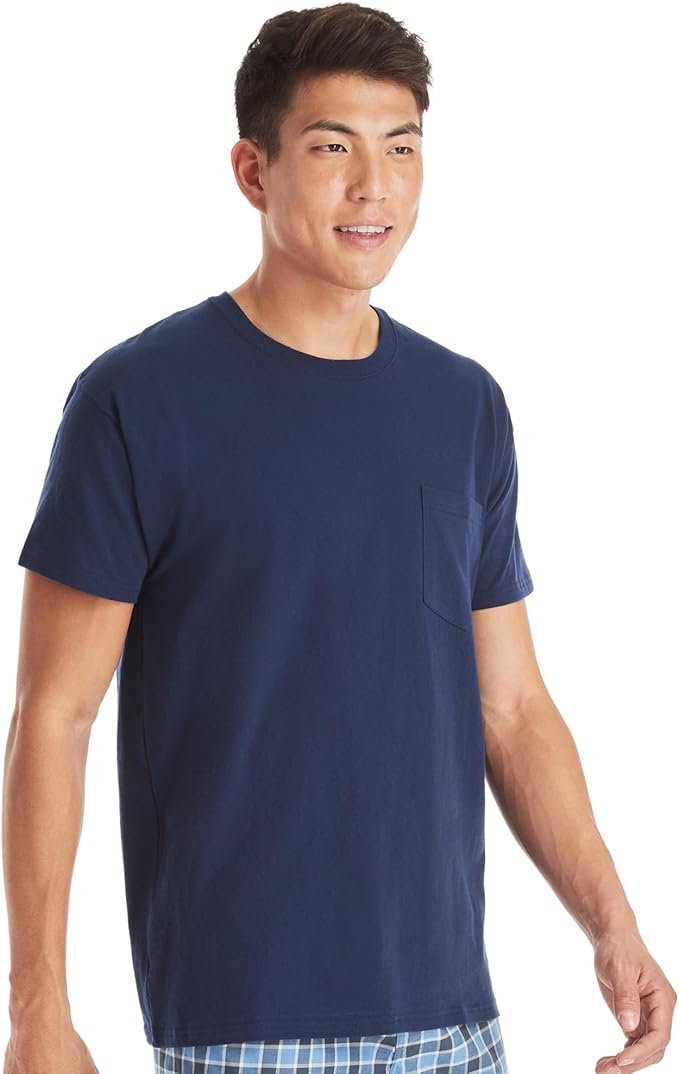 Pocket T-Shirt Pack, 6-Pack, Cool & Breathable Cotton Tees, Stay-Tucked Undershirts for Men