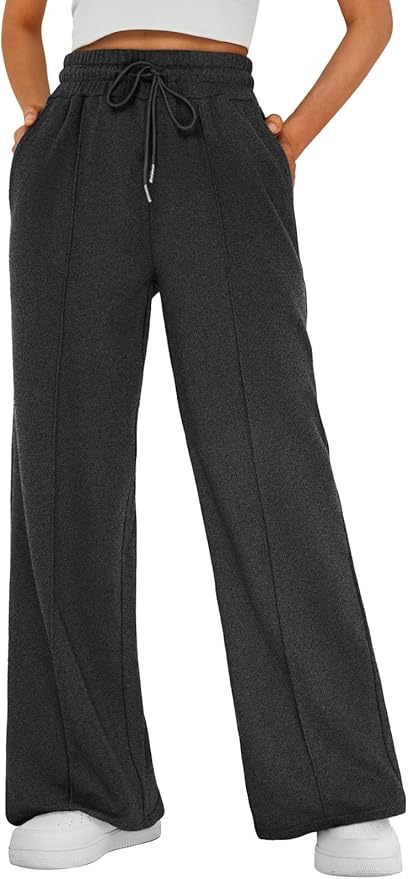 Womens Wide Leg Sweatpants High Waisted Baggy Pants Drawstring Athletic Joggers
