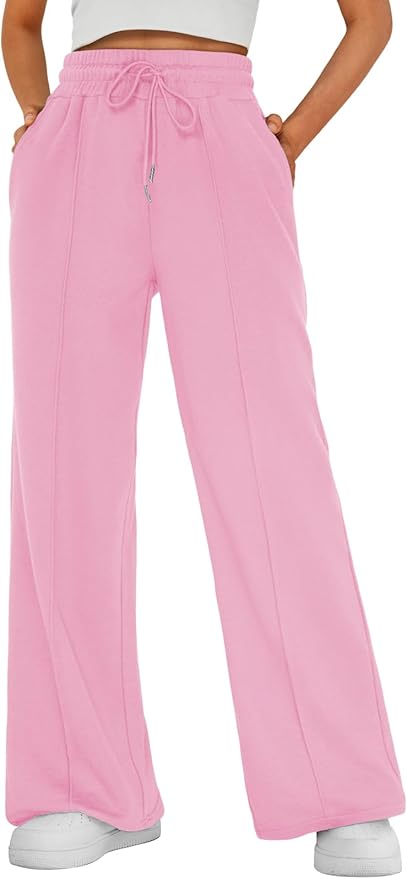 Womens Wide Leg Sweatpants High Waisted Baggy Pants Drawstring Athletic Joggers