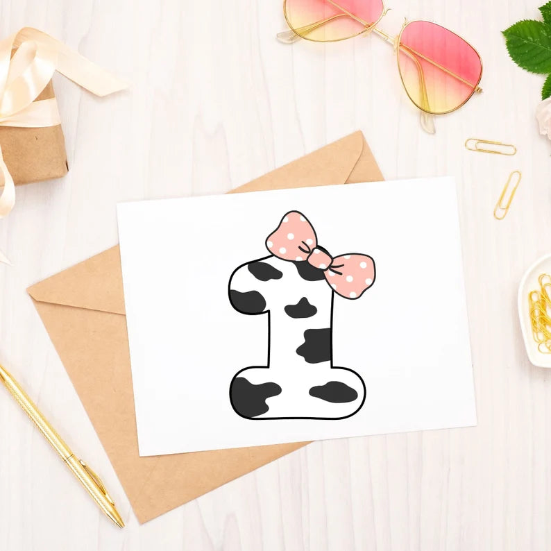 Cow number birthday svg\ 1st birthday svg\ Cow print svg\ Birthday girl Kid cow svg\ Kids cut file\ Birthday gift\ Birthday party shirt PNG