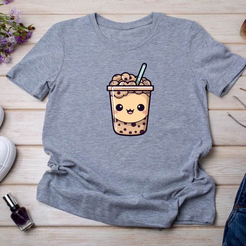 Bubble tea SVG\Boba tea layered\cut file Kawaii\drink Cute food\Boba Tea lover Summer\Funny Cartoon Kid Shirt design\Silhouette Cricut Vinyl
