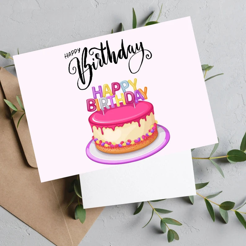 Printable Birthday Card\ Happy Birthday Card Printable\ Digital Birthday Card\ Birthday Card with Flowers\ Birthday Card Instant Download