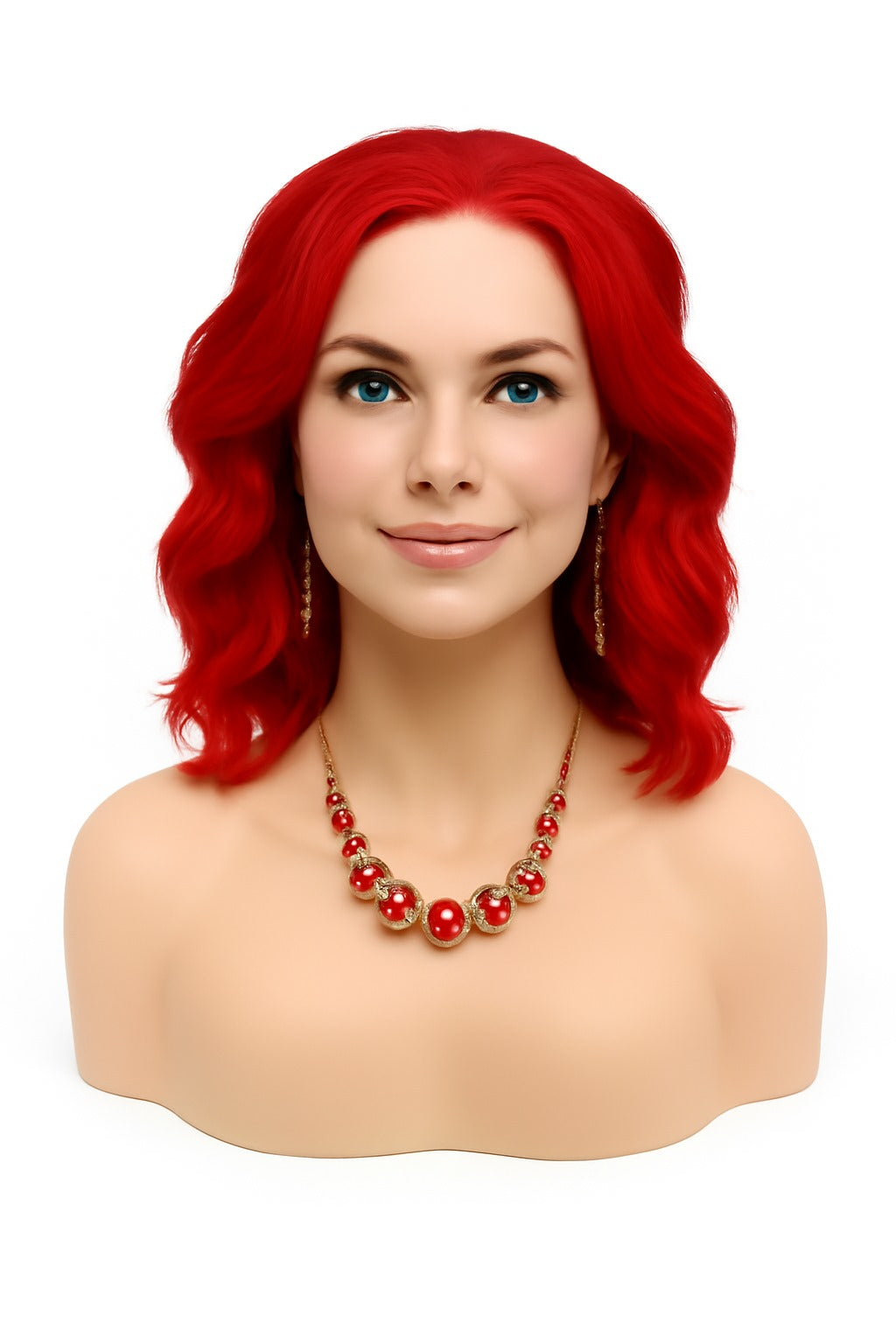 Wig and Sunglasses 12 Inch Short Bob Wigs with Bangs for Women Costume Cosplay Party (Red)