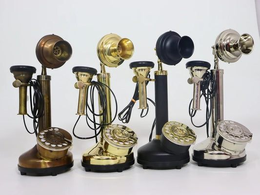 Brass Candlestick Telephone - 1920's Style Vintage Reproduction Landline Rotary dial Working Collectible Home Decor Telephone Gift .