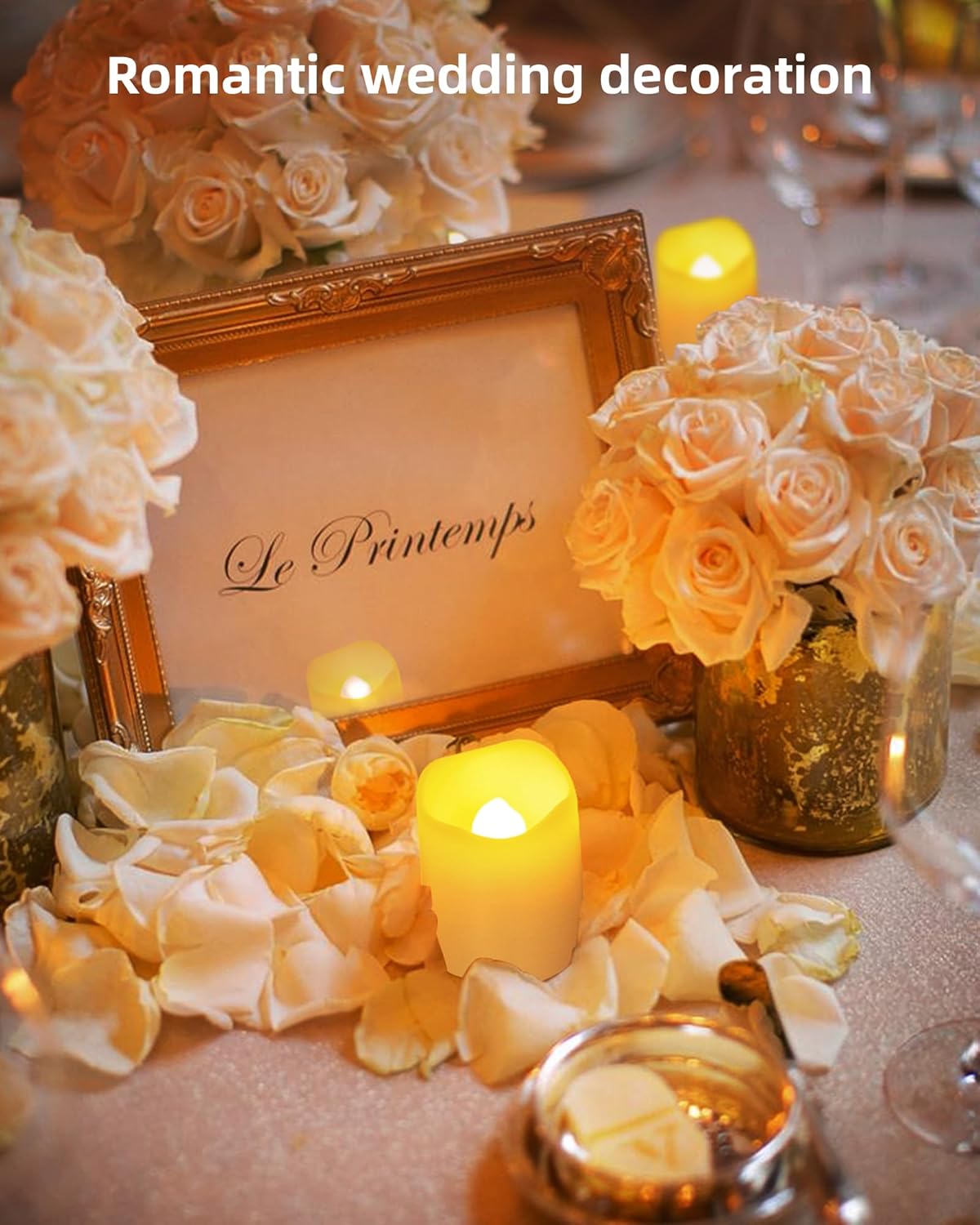 Flameless Votive Candles,Flameless Flickering Electric Fake Candle,24 Pack 200+Hour Battery Operated LED Tea Lights in Warm White for Wedding, Table, Halloween,Christmas Decorations 1.5"X1.7"