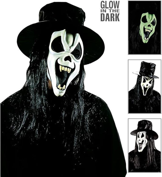 MR.GHOST PHOSPHORESCENT MASK WITH HAT AND HAIR VARIOUS MODELS ACCESSORIES CARNIVAL DRESS HALLOWEEN CHILD