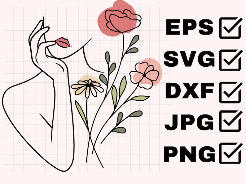 Floral Woman Svg Design\ Floral Body Svg\ Woman Line Drawing Svg\ Floral Shirt Svg\ Flower Woman Svg Png Dxf Eps Files Digital Download
