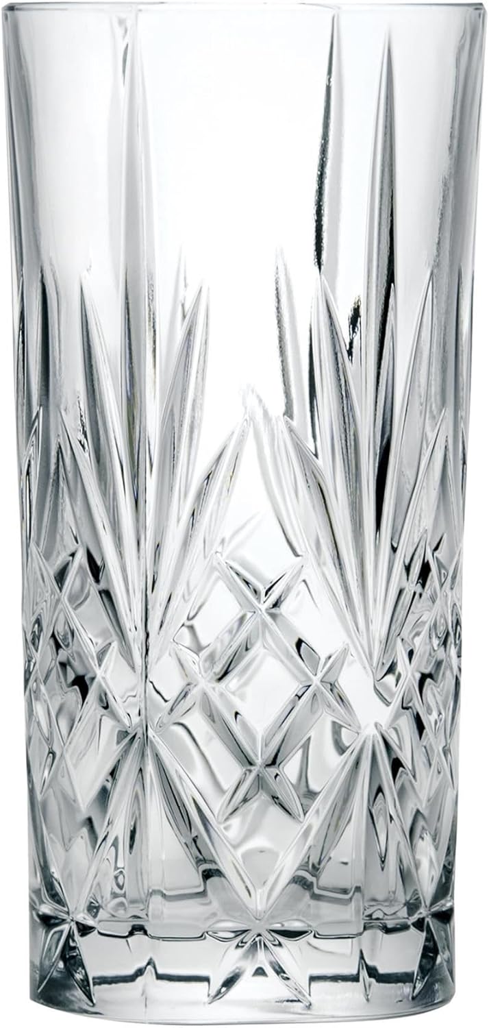 Melodia Crystal Hi-Ball Cocktail Water Tumblers Glasses, 350 ml, Set of 6