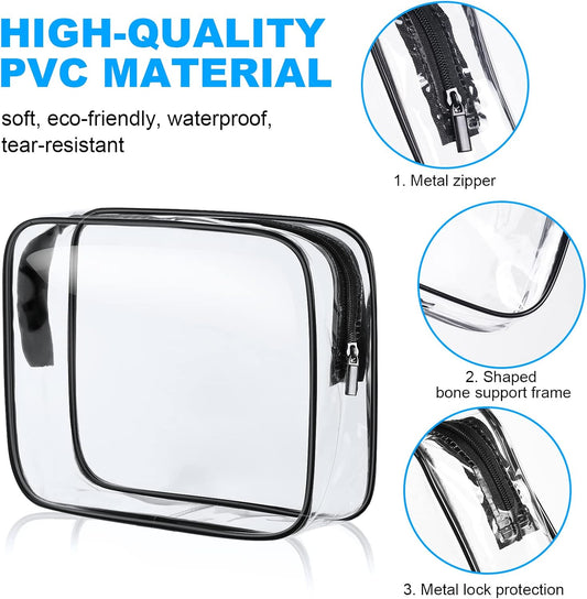 Transparent Beauty Case, Transparent Toiletry Bags, Waterproof Travel Bags, Transparent Cosmetic Bag, Transparent Cosmetic, Travel Beauty Case, #2 Black 4pcs, s+m+l+xl