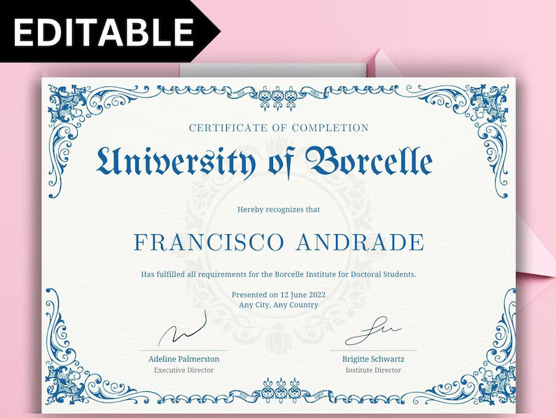Editable University & College Diploma Template for novelty\ GED\ Certificate\ canva editable design\ graduation diploma