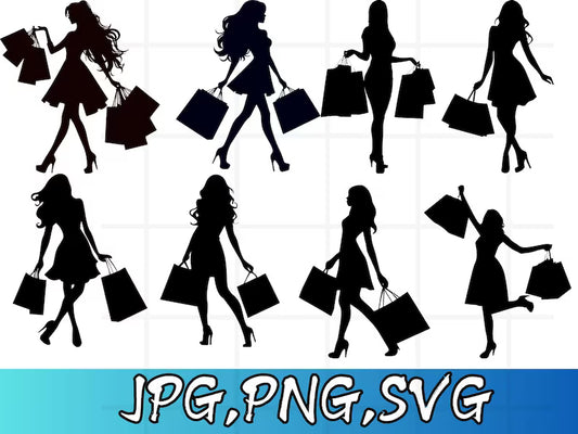 Shopping Girl SVG\ Shopping Girl SVG Bundle\ shopping girl clipart\ Shopping Girl Cut File\ Shopping Girl Cricut\ Shopping Girl silhouette