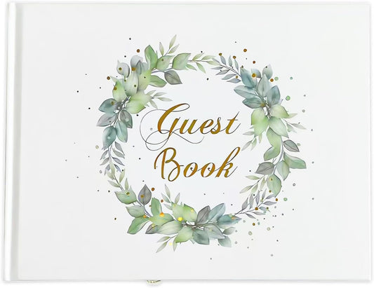 Elegant Wedding Guest Book 120 Page, 9.25" x 7" Wedding Books for Guests to Sign, Hard Cover Funeral Guestbooks Signs for Bridal Reception Birthday Shower Party Event