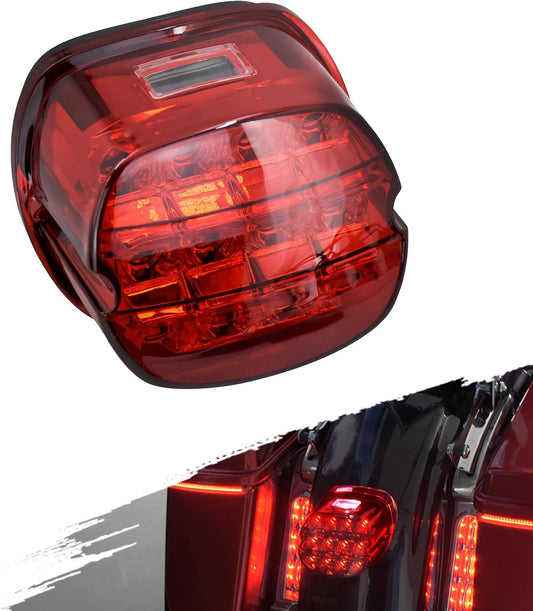 Motorcycle LED Brake Tail Light Rear Running License Plate Lamp Fit For Harley Touring Electra Glide Road King Street Glide Dyna Softail Street Fat Bob Sportster (Red LED Brake Tail Light)