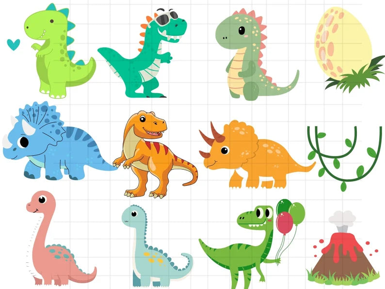Baby Dino SVG Bundle\T-rex Brontosaurus Stegosaurus\Triceratops Pterodactyl layered\ cut file Baby Toddler\ Silhouette Cricut Vinyl Clip Art