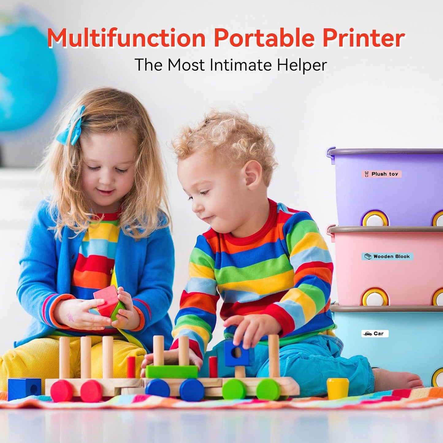 Mini Portable Labeling Machine, Bluetooth Thermal Label Printer for iOS & Android, Embossed Sticker Printer Suitable for Home Kitchen