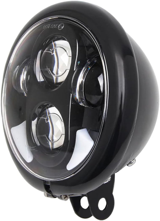 5 3/4" 5.75 Inch LED Headlight Motorcycle DRL White Horns with 5.75 Inch Housing Bucket for Sportster Softail Dyna Shadow Road Star