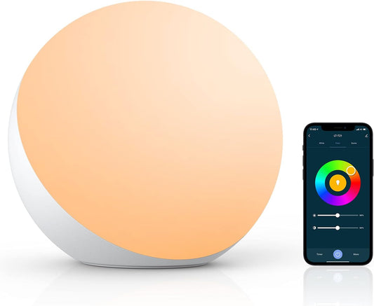 Smart Table Lamp, Dimmable Desk Lamp with App/Voice Control, LED RGB Color Changing Touch Lamp, Night Light for Bedroom Compatible with Alexa